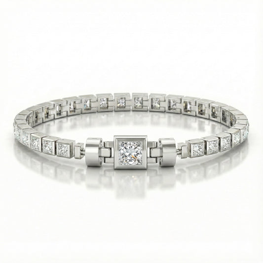 Jubilee 1 carat Princess Cut Diamond with 3mm Eternity Diamond Bracelet in 18 carat White Gold