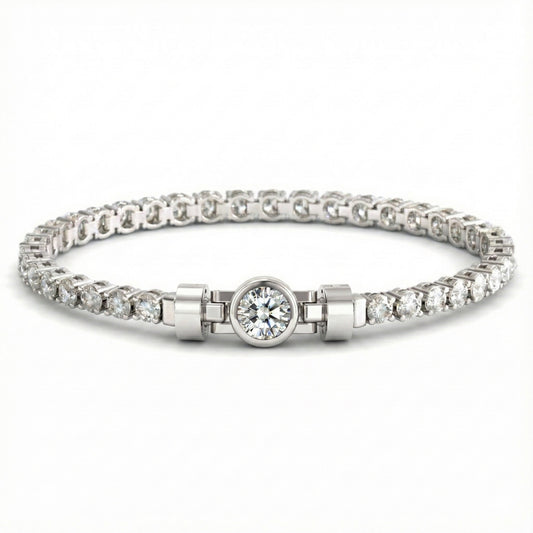 Jubilee 1 carat Round Brilliant Diamond with 3mm Eternity Diamond Bracelet in 18 carat White Gold
