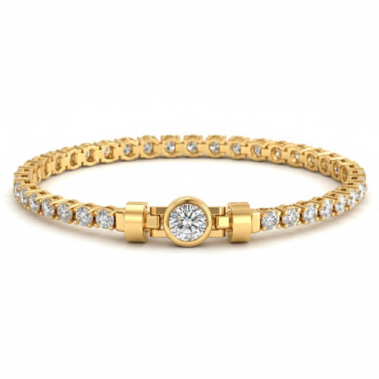 Jubilee 1 carat Round Brilliant Diamond with 3mm Eternity Diamond Bracelet in 18 carat Yellow Gold