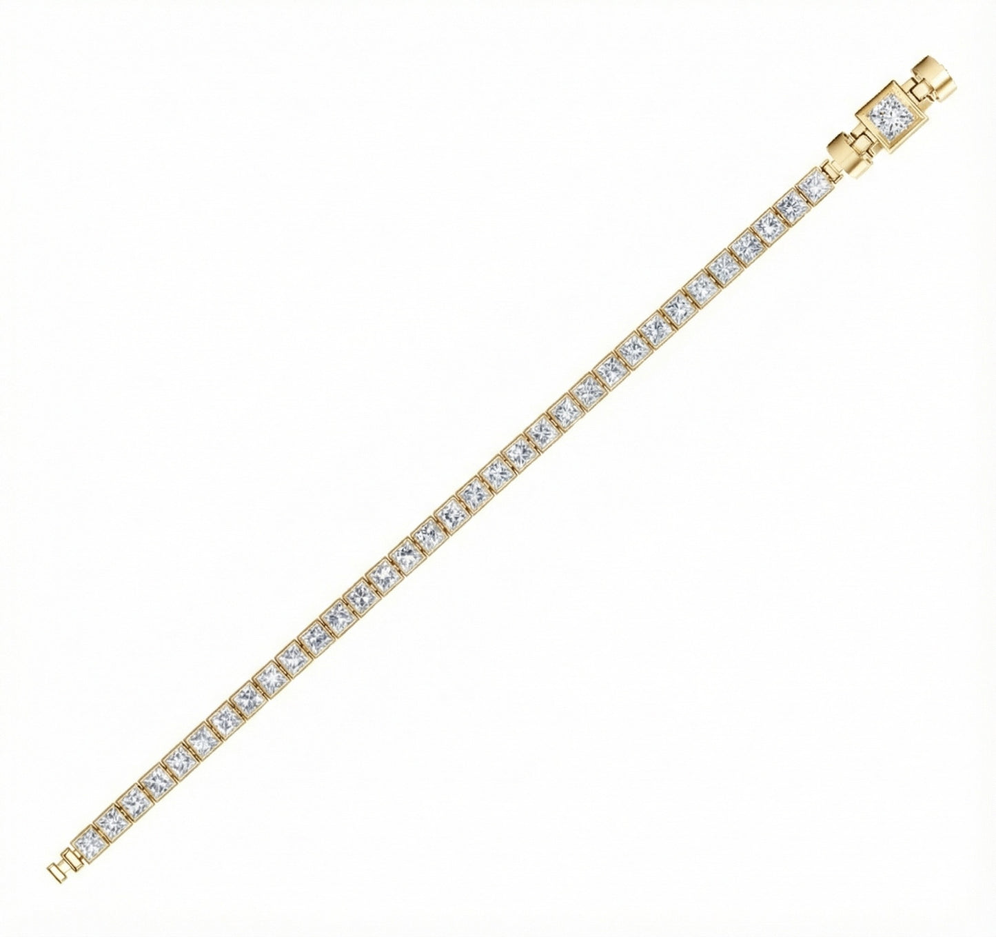 Jubilee 1 carat Princess Cut Diamond with 3mm Eternity Diamond Bracelet in 18 carat Yellow Gold