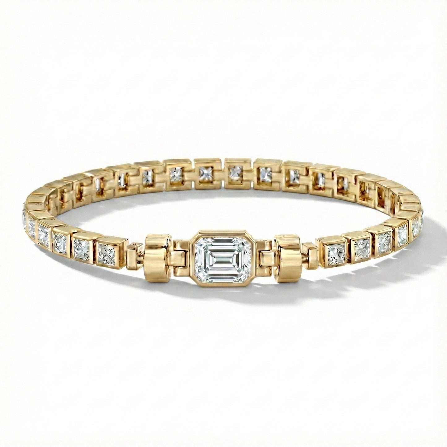 Jubilee 1 carat Princess Cut Diamond with 3mm Eternity Diamond Bracelet in 18 carat Yellow Gold