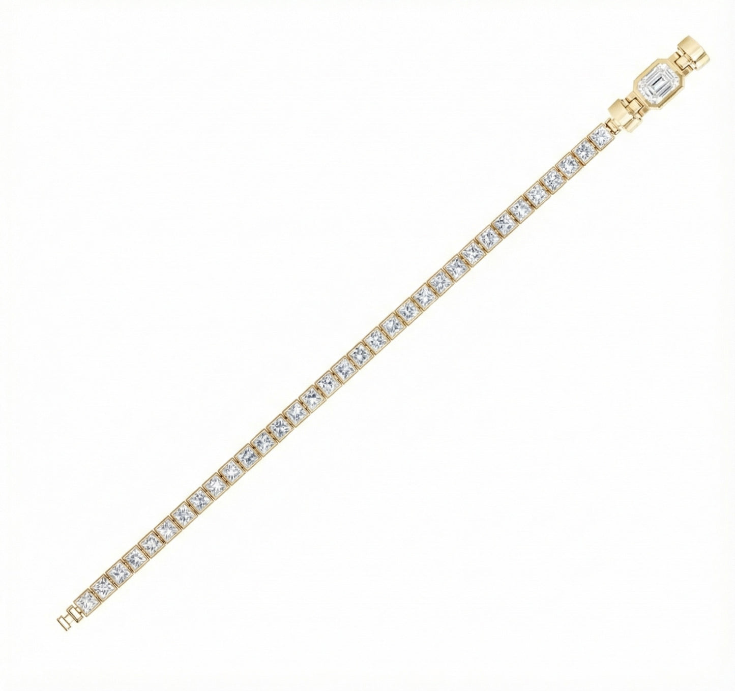 Jubilee 1 carat Princess Cut Diamond with 3mm Eternity Diamond Bracelet in 18 carat Yellow Gold