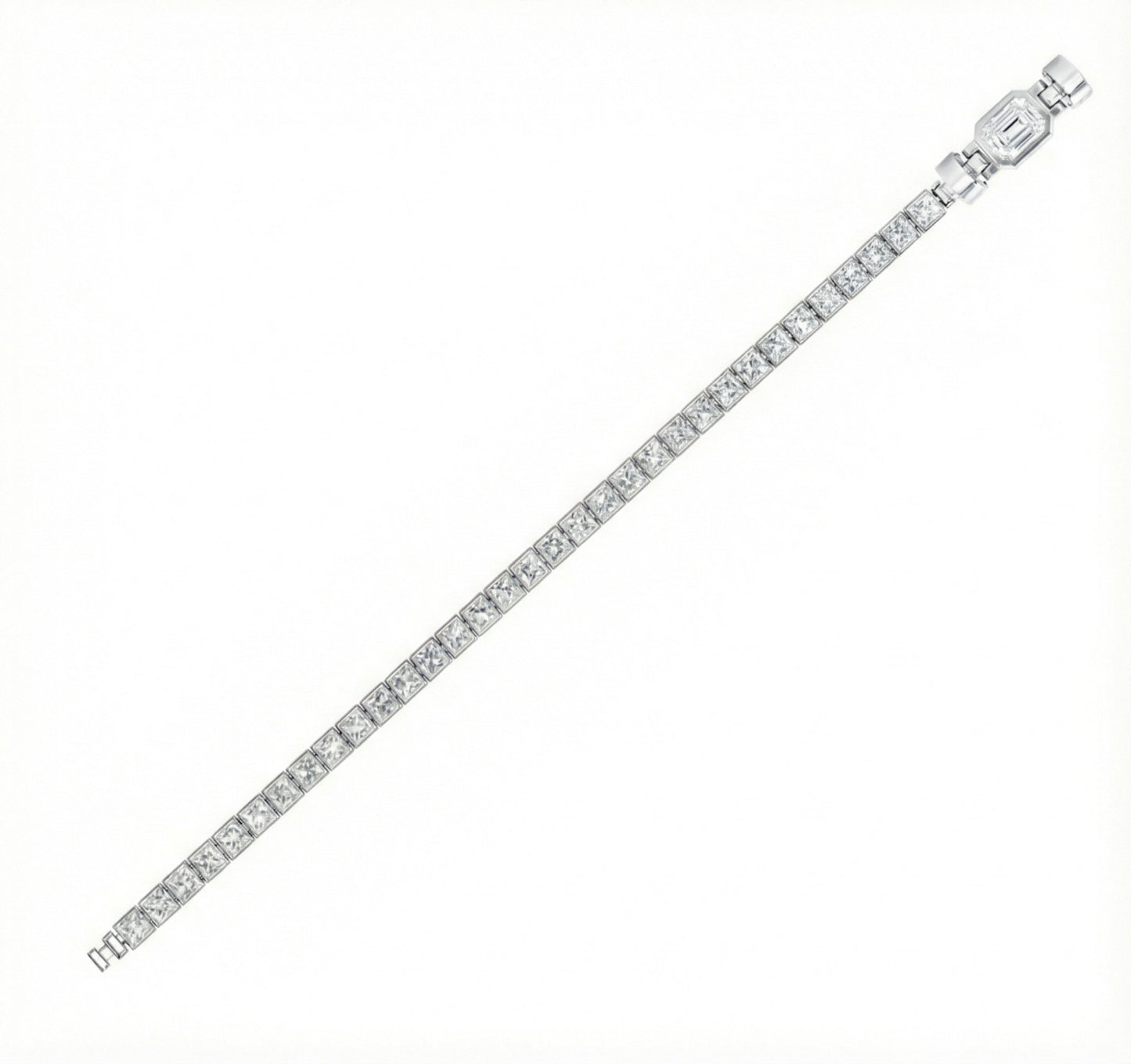 Jubilee 1.6 carat Emerald Cut Diamond with 3mm Eternity Diamond Bracelet in 18 carat White Gold
