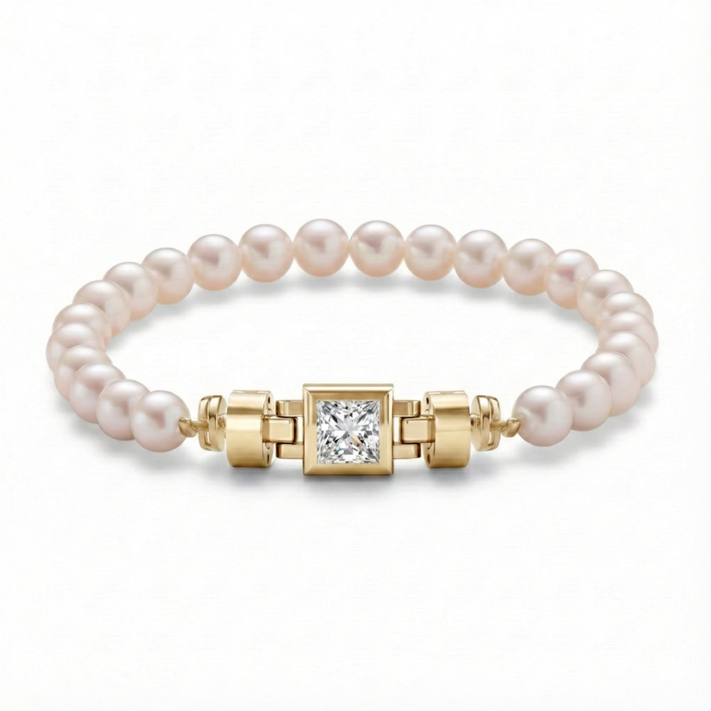 Jubilee 1 carat Princess Diamond with Natural 6mm Pearls in 18 carat Gold