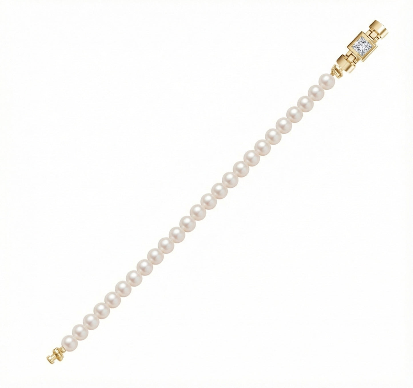 Jubilee 1 carat Princess Diamond with Natural 6mm Pearls in 18 carat Gold