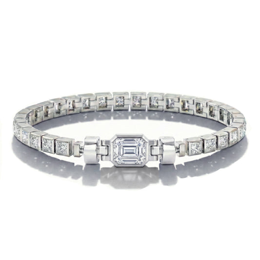 Jubilee 1.6 carat Emerald Cut Diamond with 3mm Eternity Diamond Bracelet in 18 carat White Gold