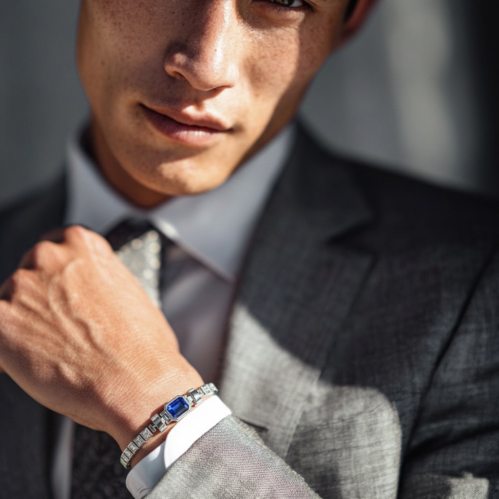 Jubilee 1.6 carat Emerald Cut Diamond with 3mm Eternity Diamond Bracelet in 18 carat White Gold