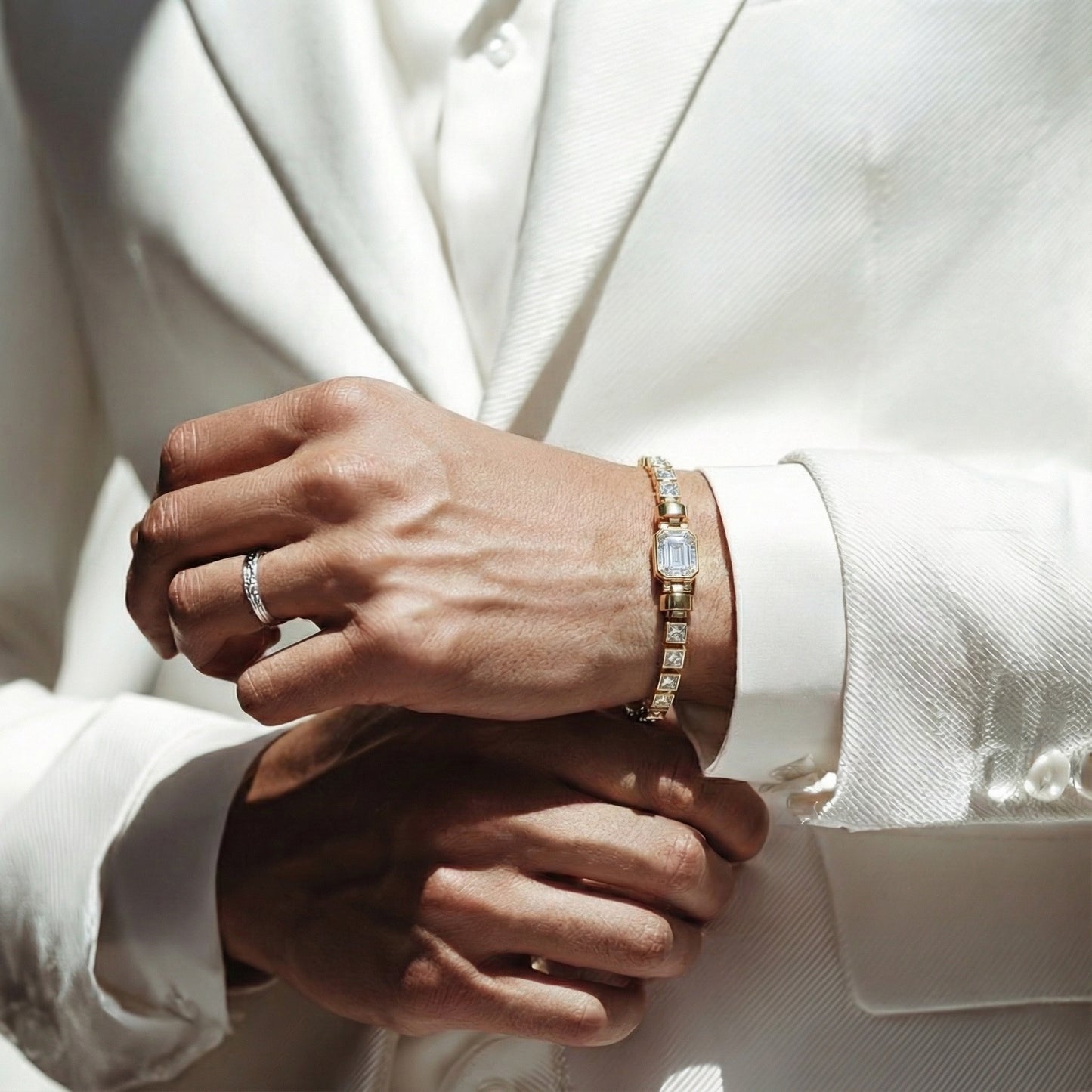 Jubilee 1 carat Princess Cut Diamond with 3mm Eternity Diamond Bracelet in 18 carat Yellow Gold