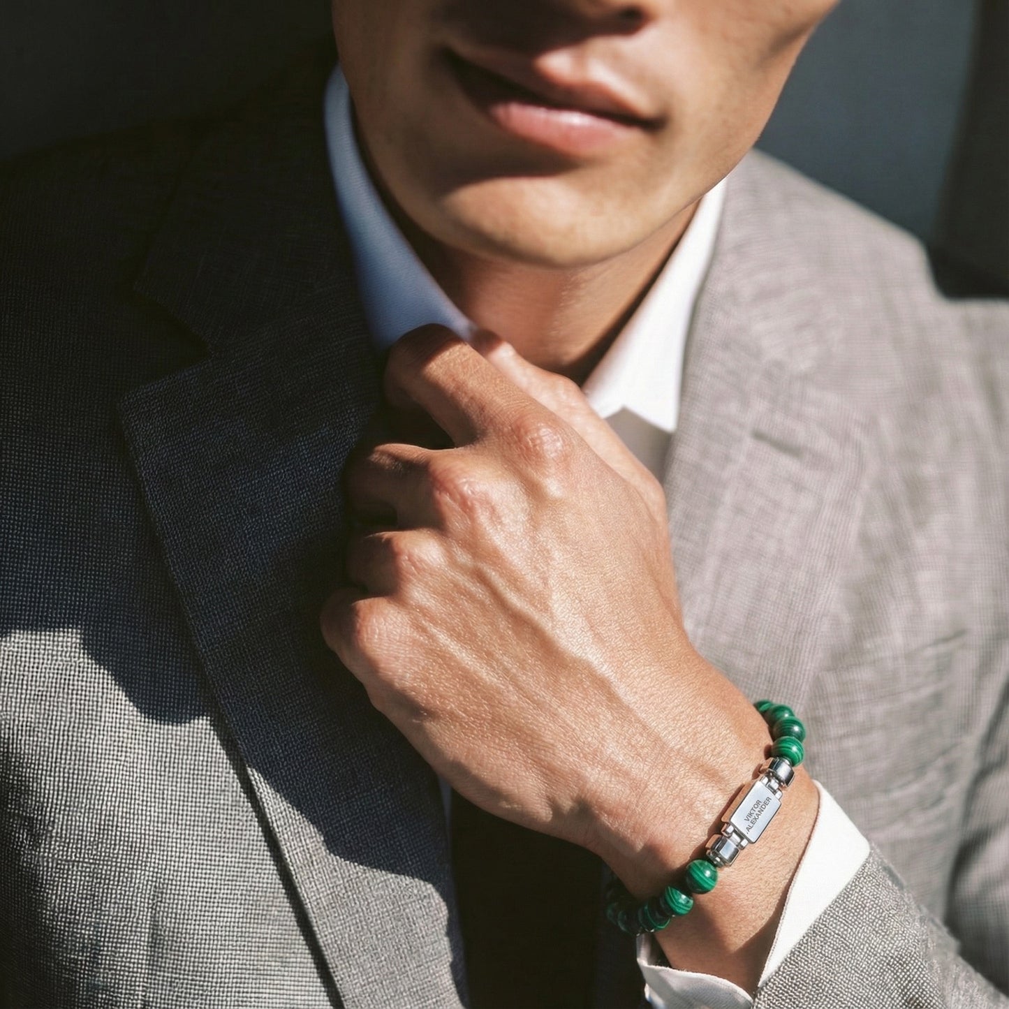 Regalia S 925 Silver with 3 Sizes of Malachite Oroboro Bracelet