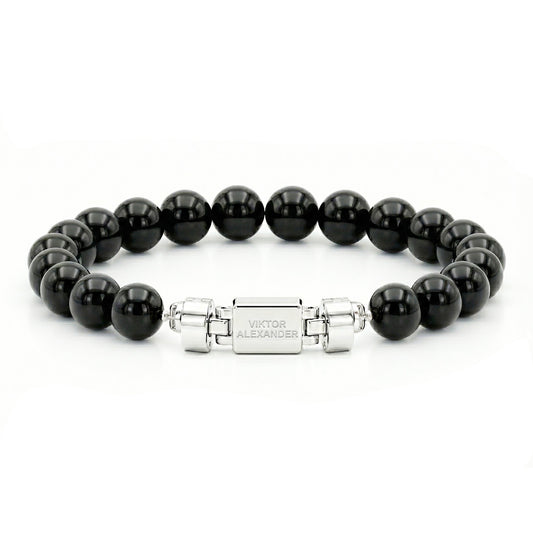 Regalia S 925 Silver with 3 Sizes of Black Tourmaline Oroboro Bracelet