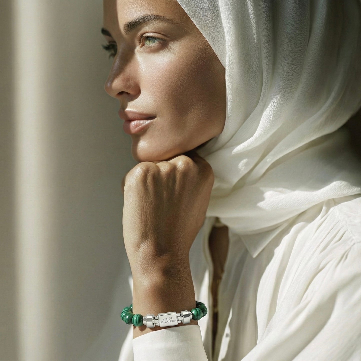 Regalia S 925 Silver with 3 Sizes of Malachite Oroboro Bracelet