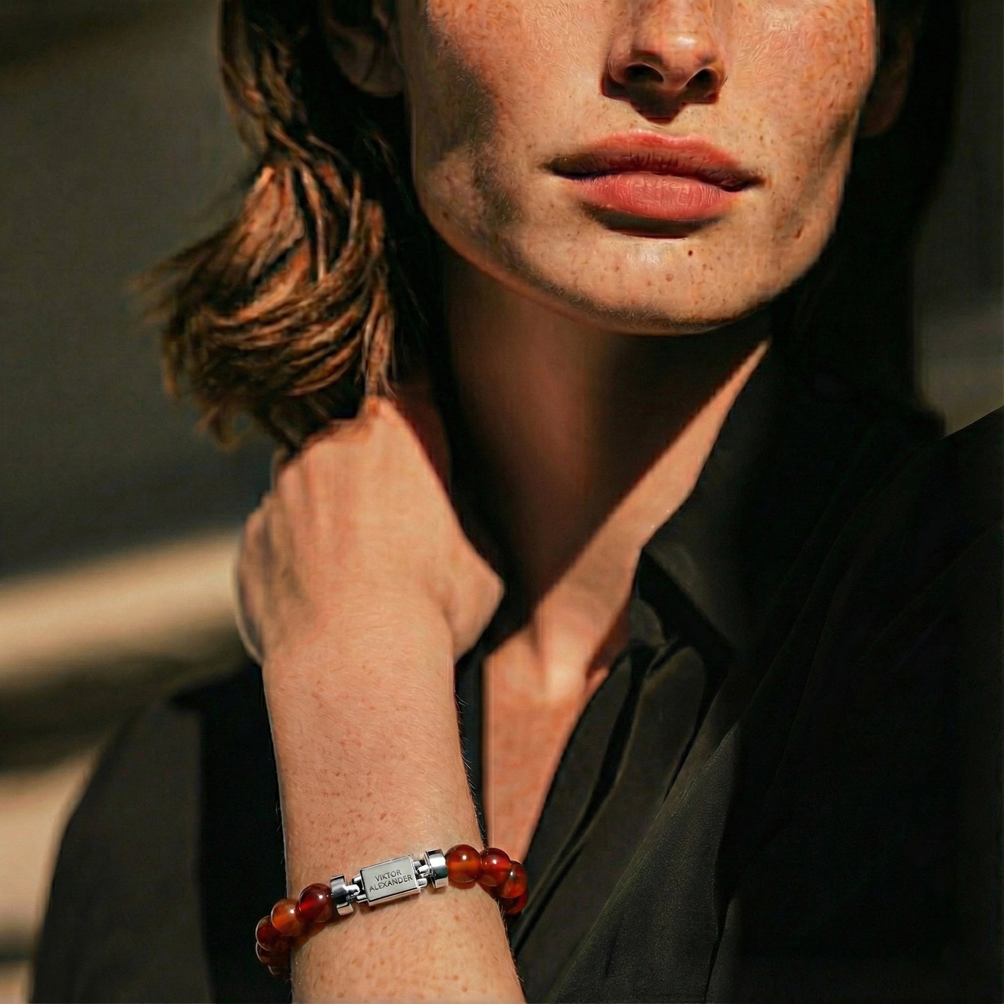 Regalia S 925 Silver with 3 Sizes of Carnelian Oroboro Bracelet