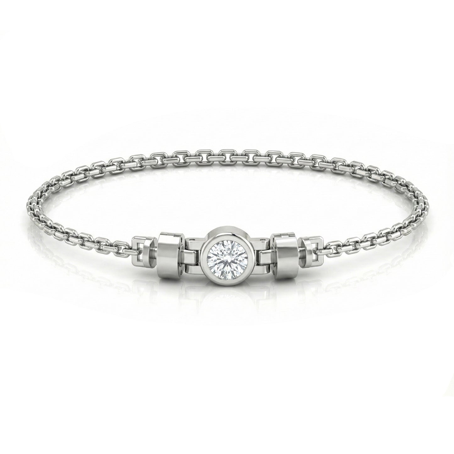 Jubilee 1 carat Round Brilliant Diamond with gold chain links in 18 carat Yellow Gold