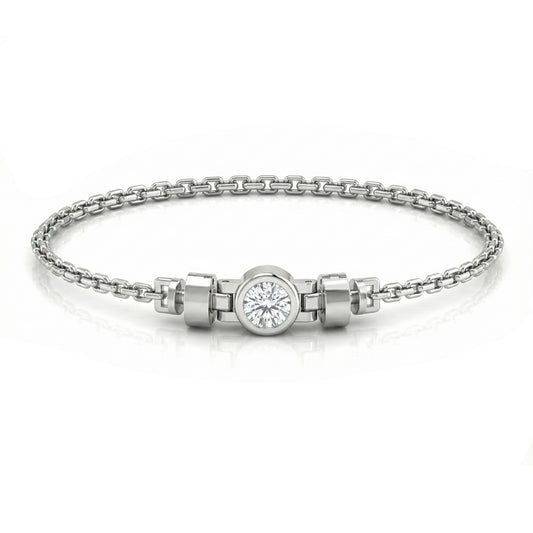 Jubilee 1 carat Round Brilliant Diamond with gold chain links in 18 carat Yellow Gold