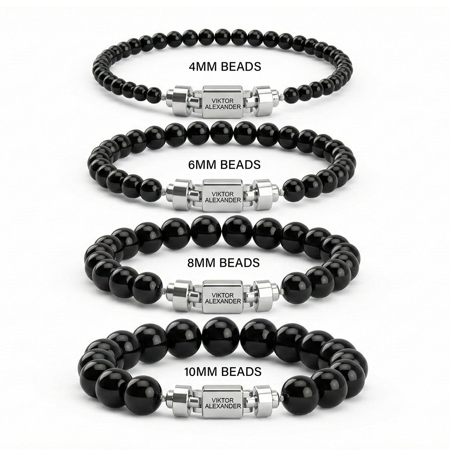 Regalia S 925 Silver with 3 Sizes of Black Tourmaline Oroboro Bracelet