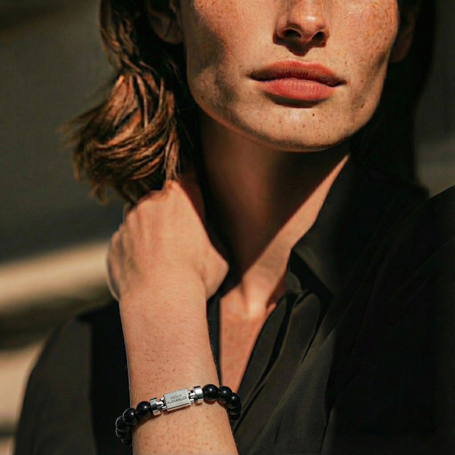 Regalia S 925 Silver with 3 Sizes of Black Tourmaline Oroboro Bracelet