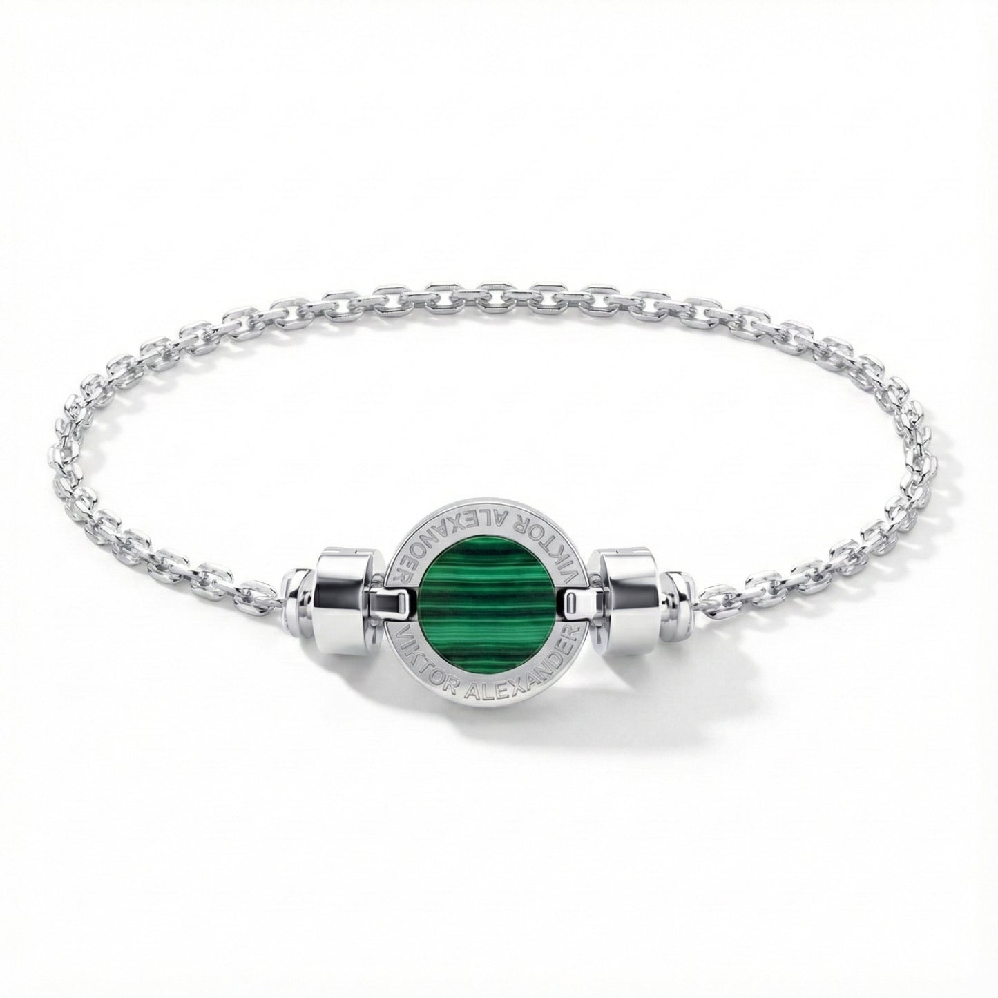 1889 Malachite 925 Silver Chain Link Bracelet