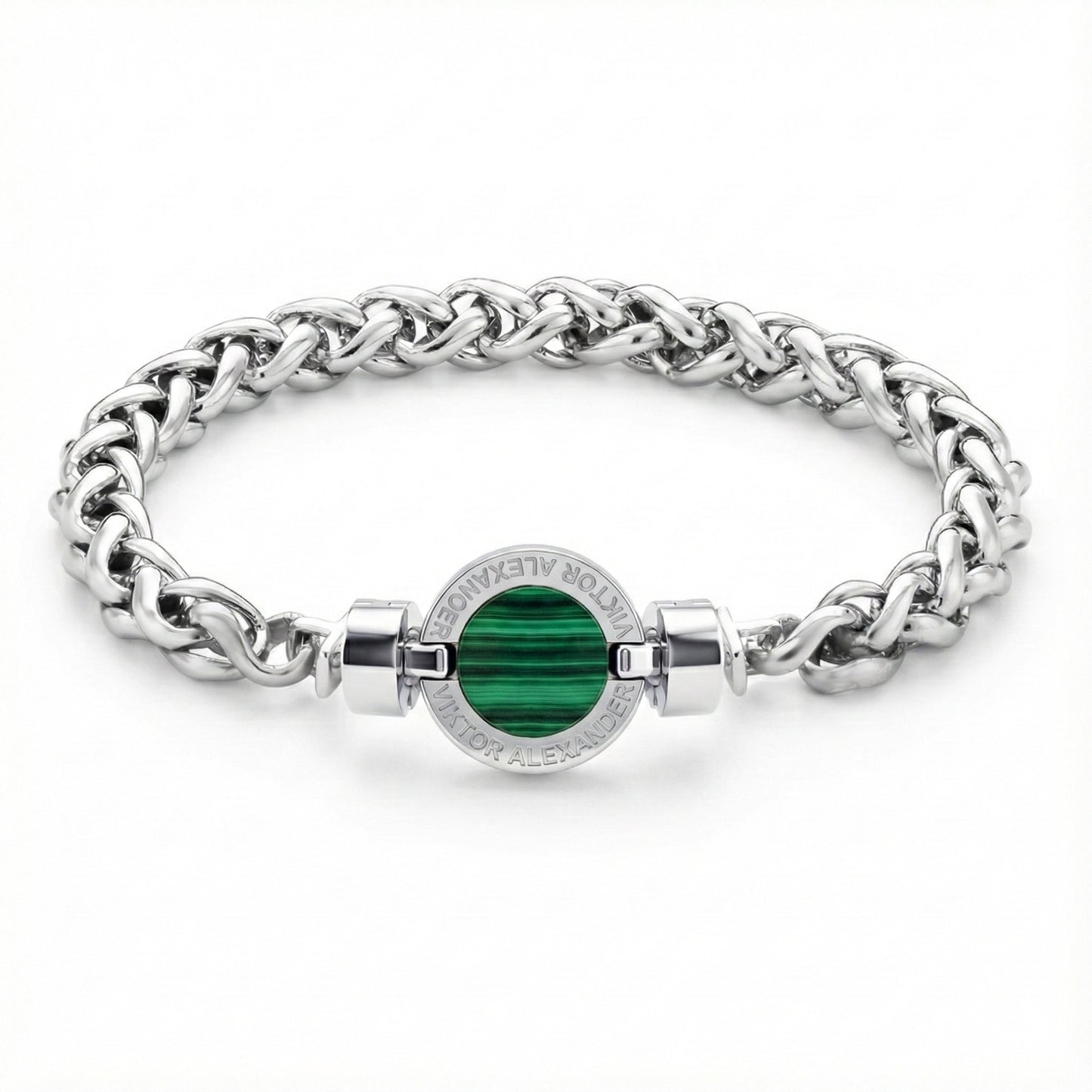 1889 Malachite 925 Silver Chain Link Bracelet