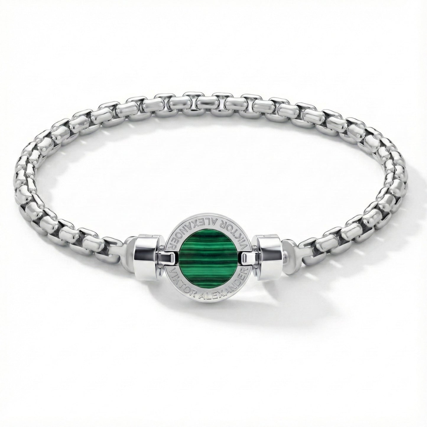 1889 Malachite 925 Silver Chain Link Bracelet