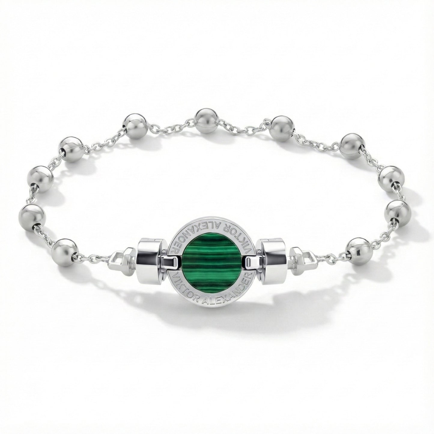 1889 Malachite 925 Silver Chain Link Bracelet