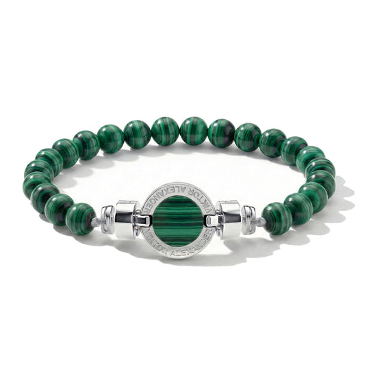 1889 Malachite 925 Silver Gemstone Bracelets