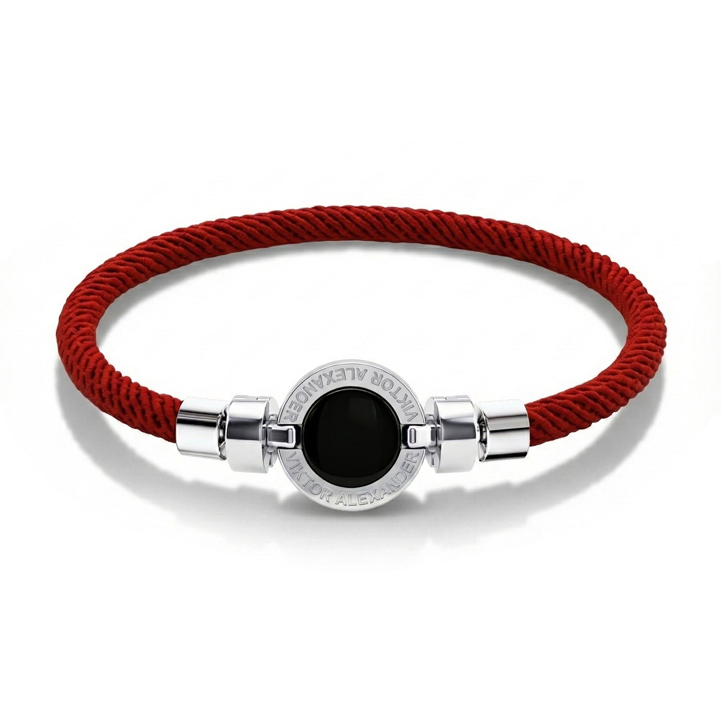 1889 Black Spinel 925 Silver Italian Nylon Bracelet