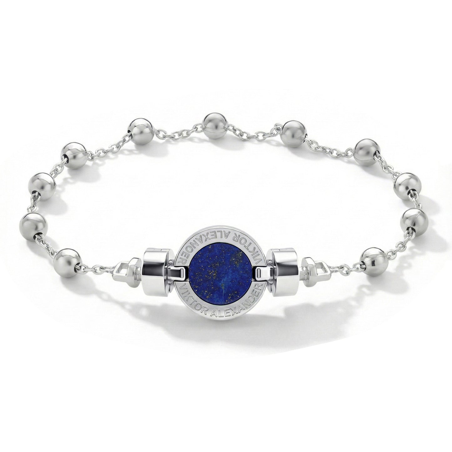 1889 Lapis Lazuli 925 Silver Chain Link Bracelet