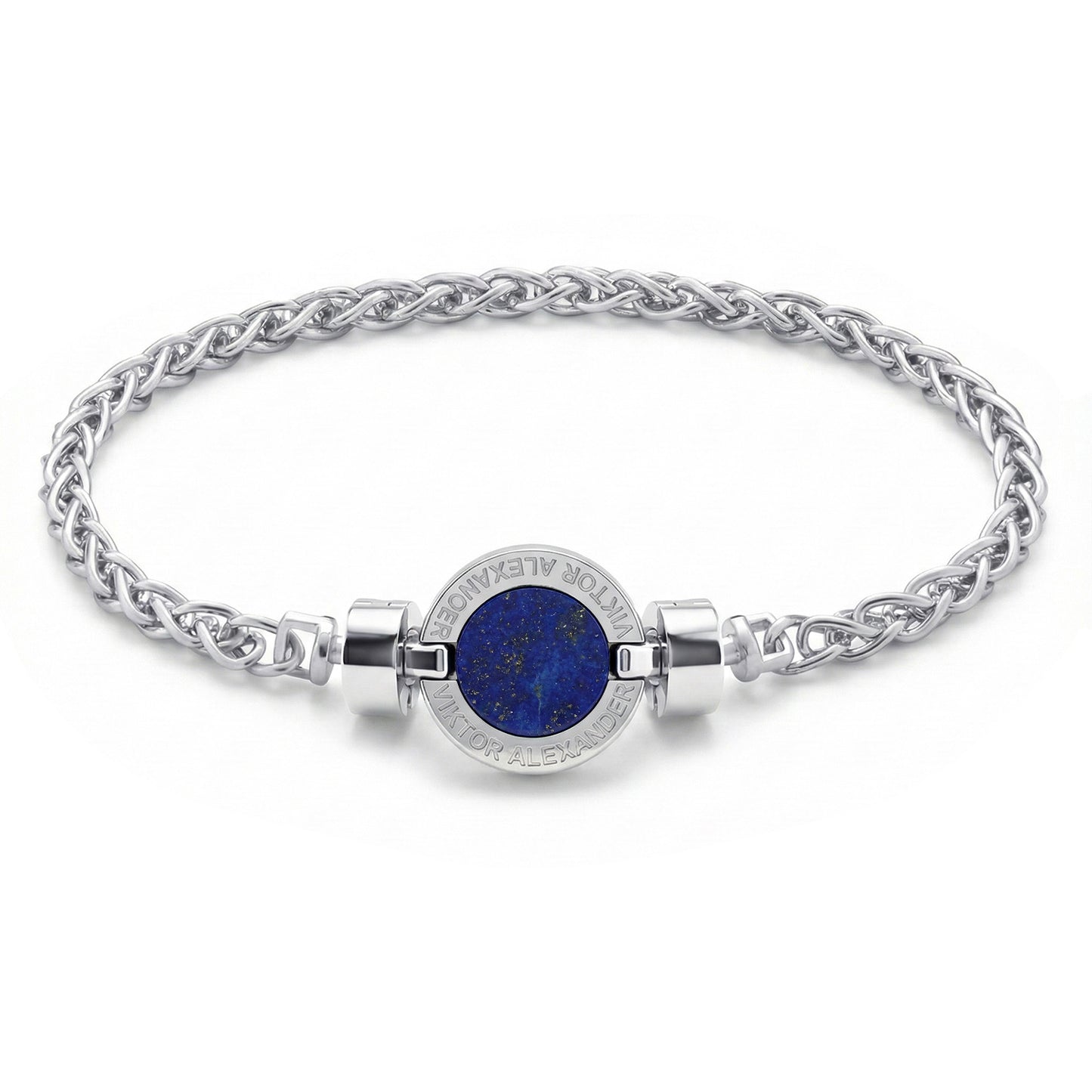 1889 Lapis Lazuli 925 Silver Chain Link Bracelet