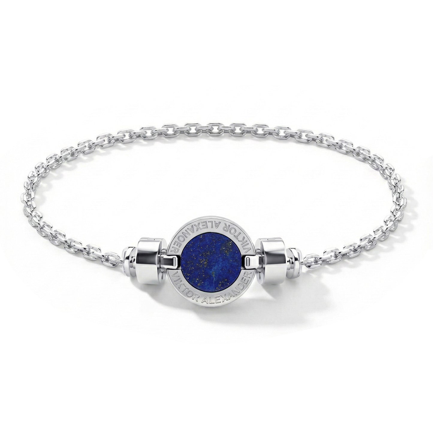 1889 Lapis Lazuli 925 Silver Chain Link Bracelet
