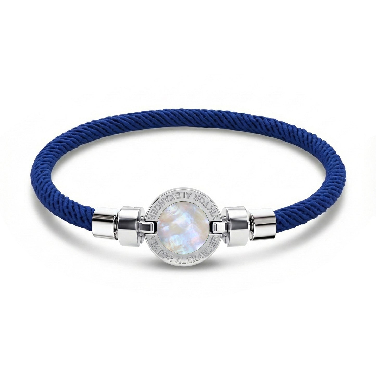 1889年製 マザーオブパール 925シルバー イタリア製ナイロンブレスレット