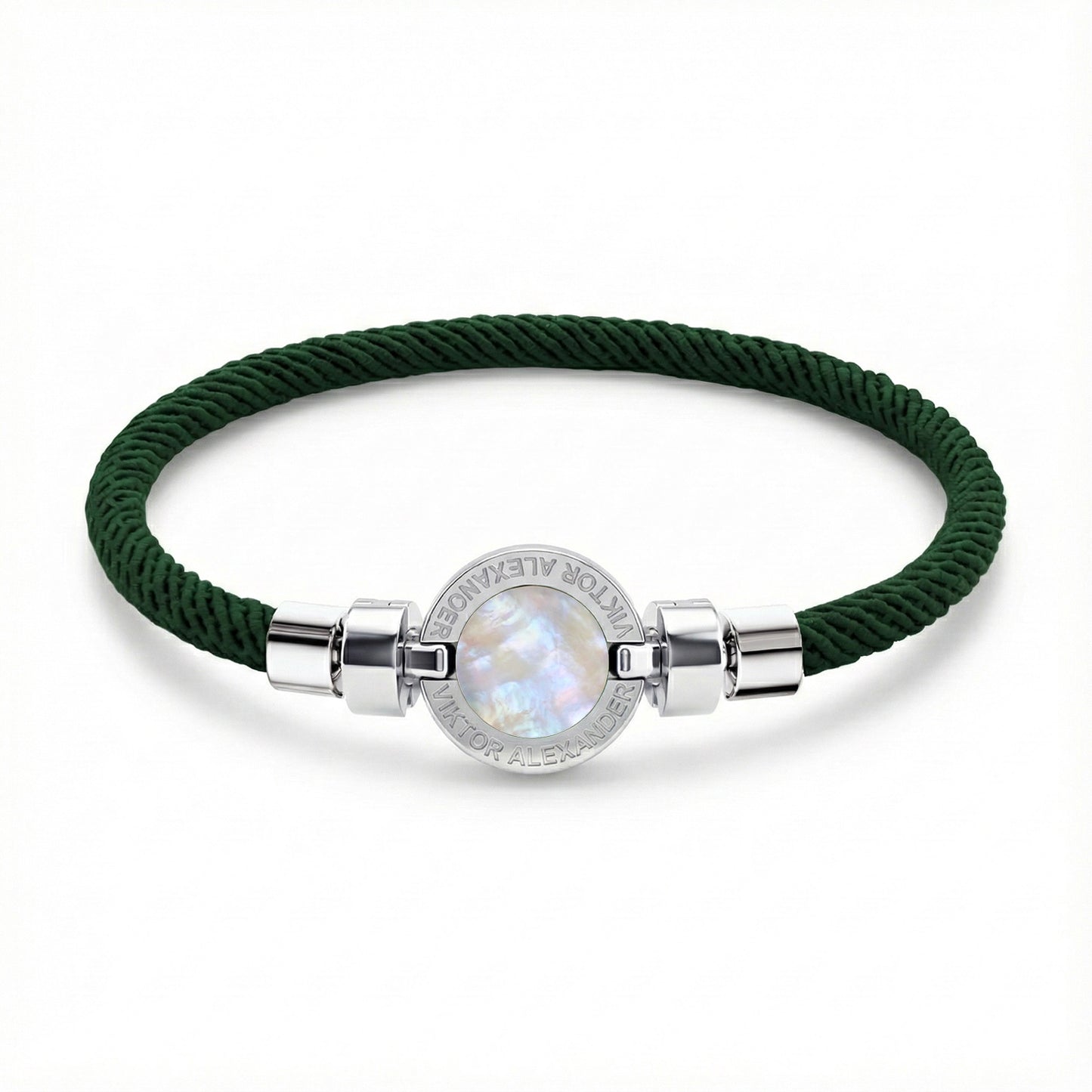 1889年製 マザーオブパール 925シルバー イタリア製ナイロンブレスレット