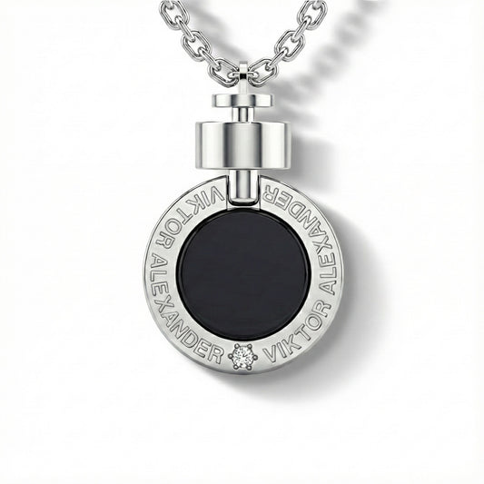1889 Black Spinel 925 Silver Necklace