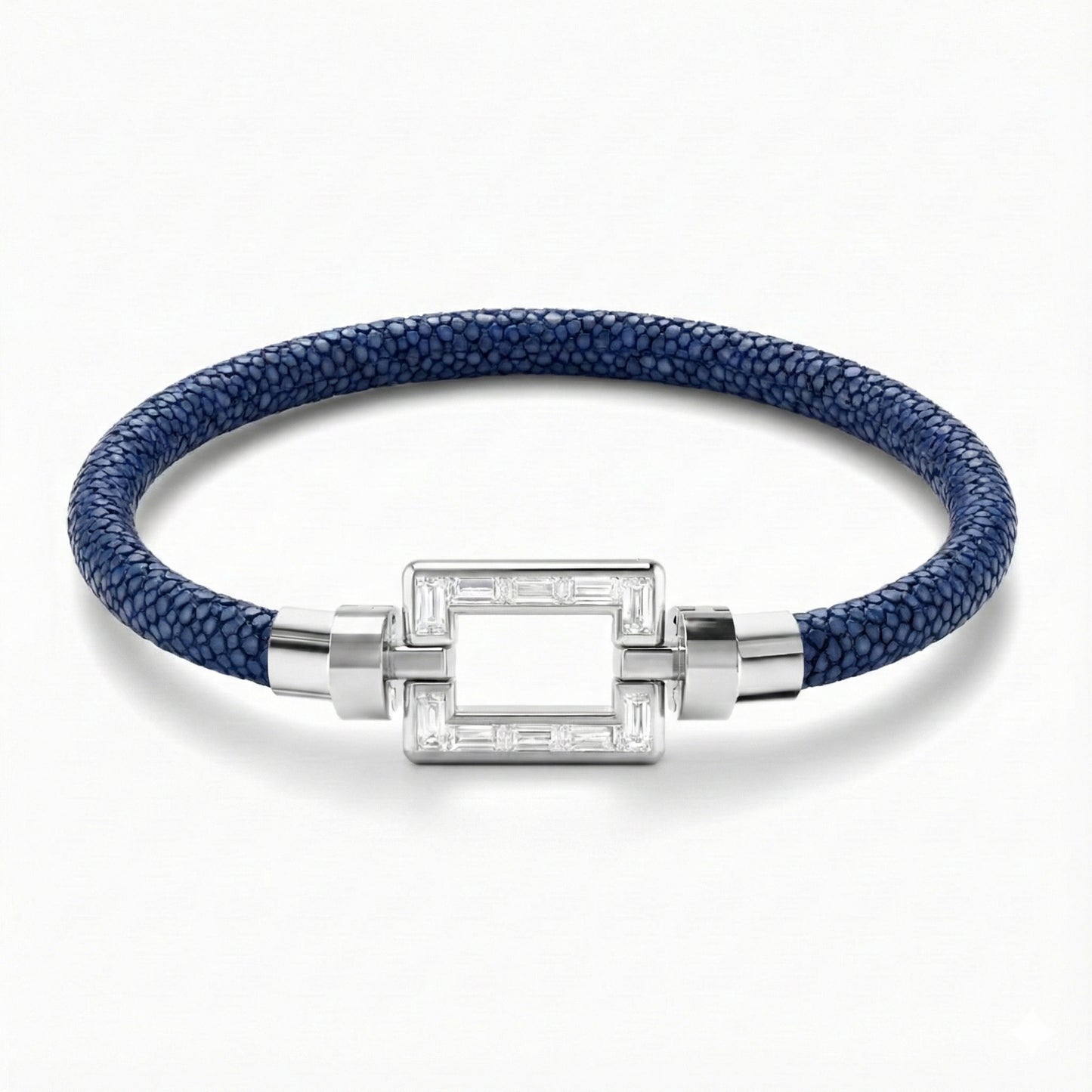 Magnum Opus XL Platinum Baguette Diamonds Galuchat Bracelet