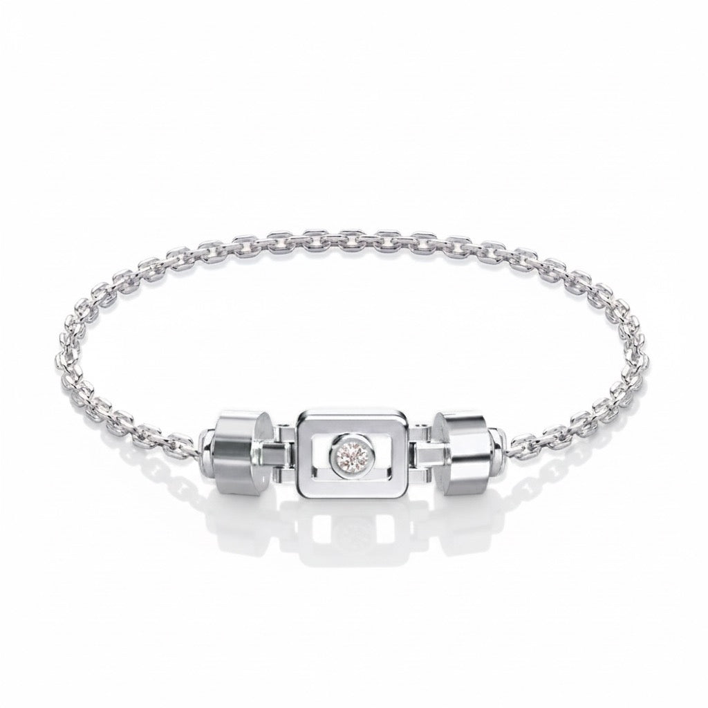Diamond 925 Silver with Silver Link XOXO Bracelet