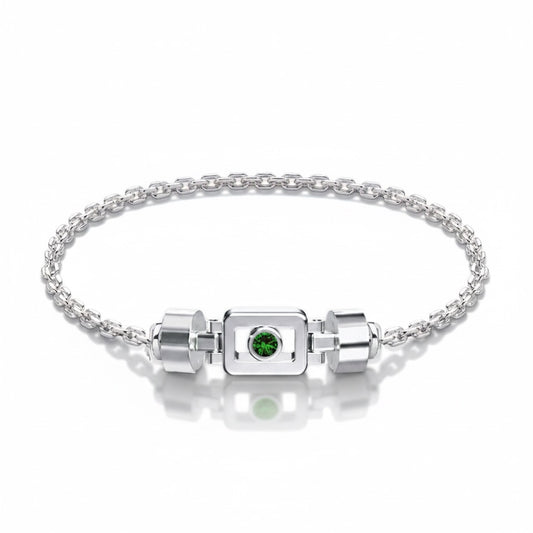 Tsavorite 925 Silver with Silver Link XOXO Bracelet