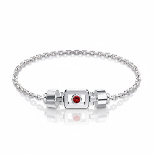 Ruby 925 Silver with Silver Link XOXO Bracelet