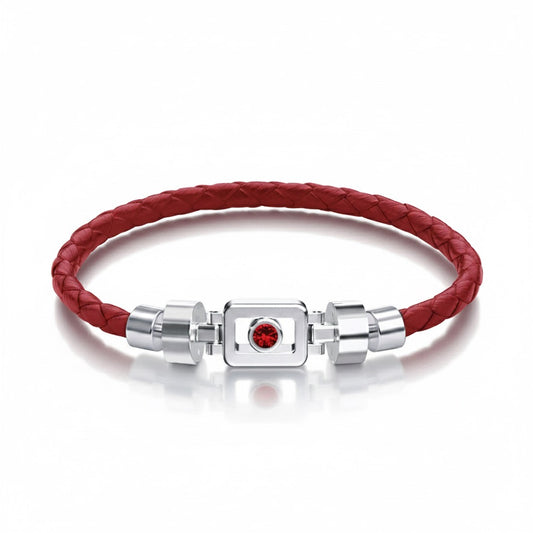 Ruby 925 Silver with Weaved Calf Leather XOXO Bracelet