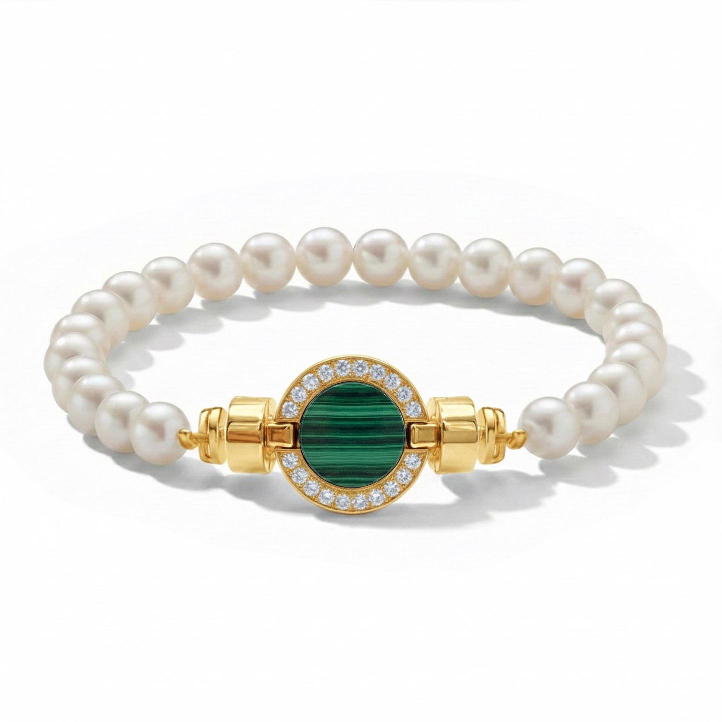 1889 Pave Collection 18-carat Gold Pearl Bracelets