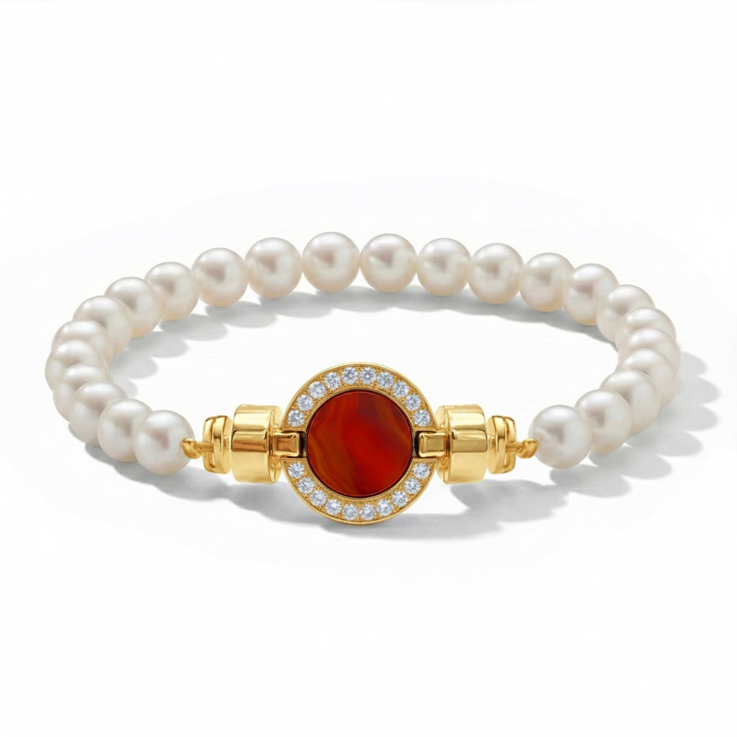 1889 Pave Collection 18-carat Gold Pearl Bracelets