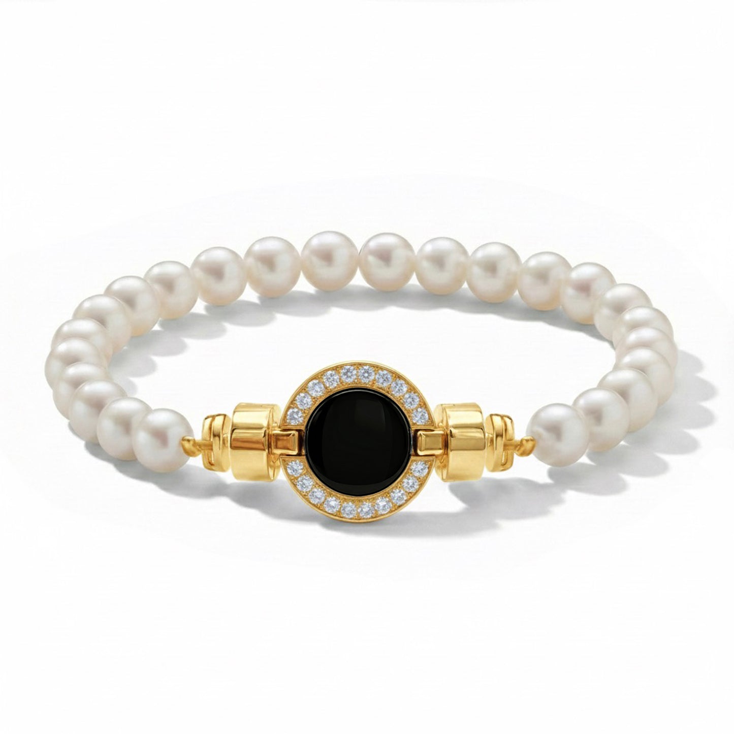 1889 Pave Collection 18-carat Gold Pearl Bracelets