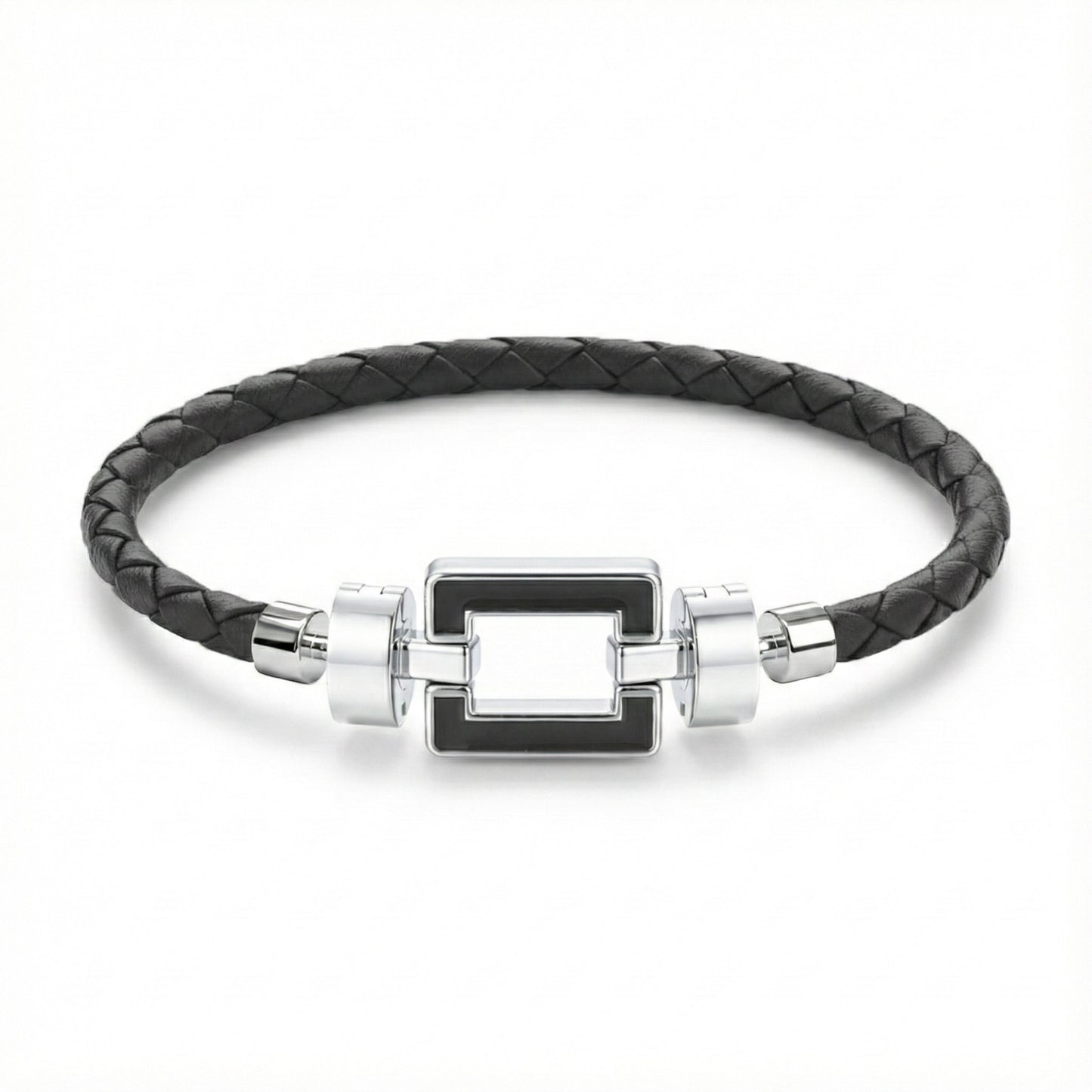 OPUS Metier D’art  925 Black Enamel with Weaved Calf Bracelet