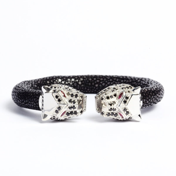 Tigris Geo 925 Black Spinel & Ruby Stingray Bracelet