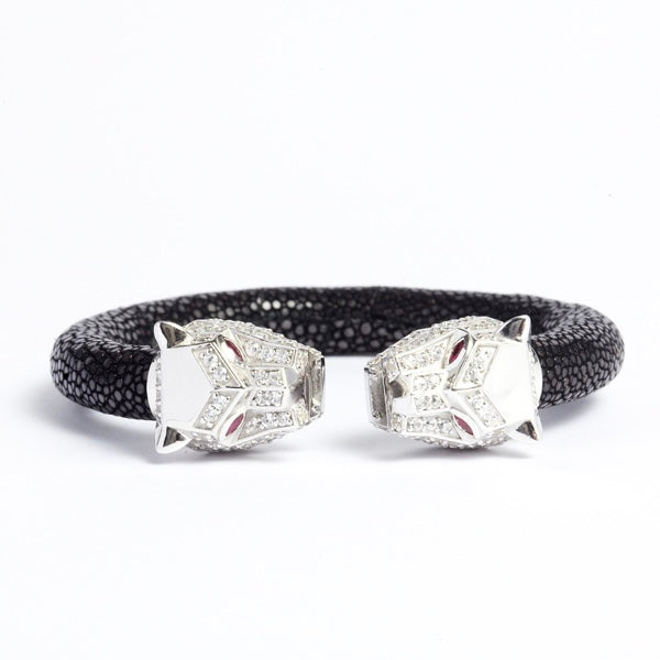 Tigris Geo 925 White Sapphire & Ruby Stingray Bracelet