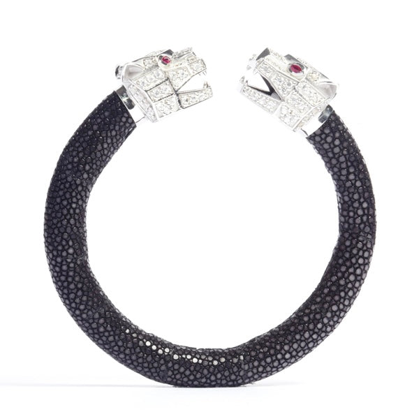 Tigris Geo 925 White Sapphire & Ruby Stingray Bracelet