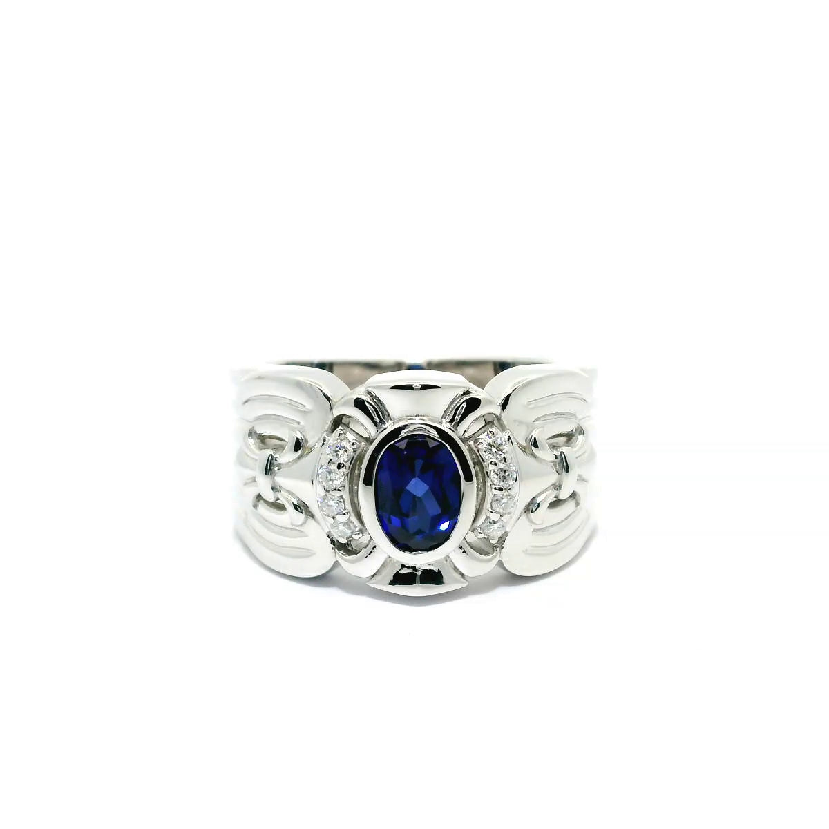 925PT WINDSOR OVAL SAPPHIRE RING